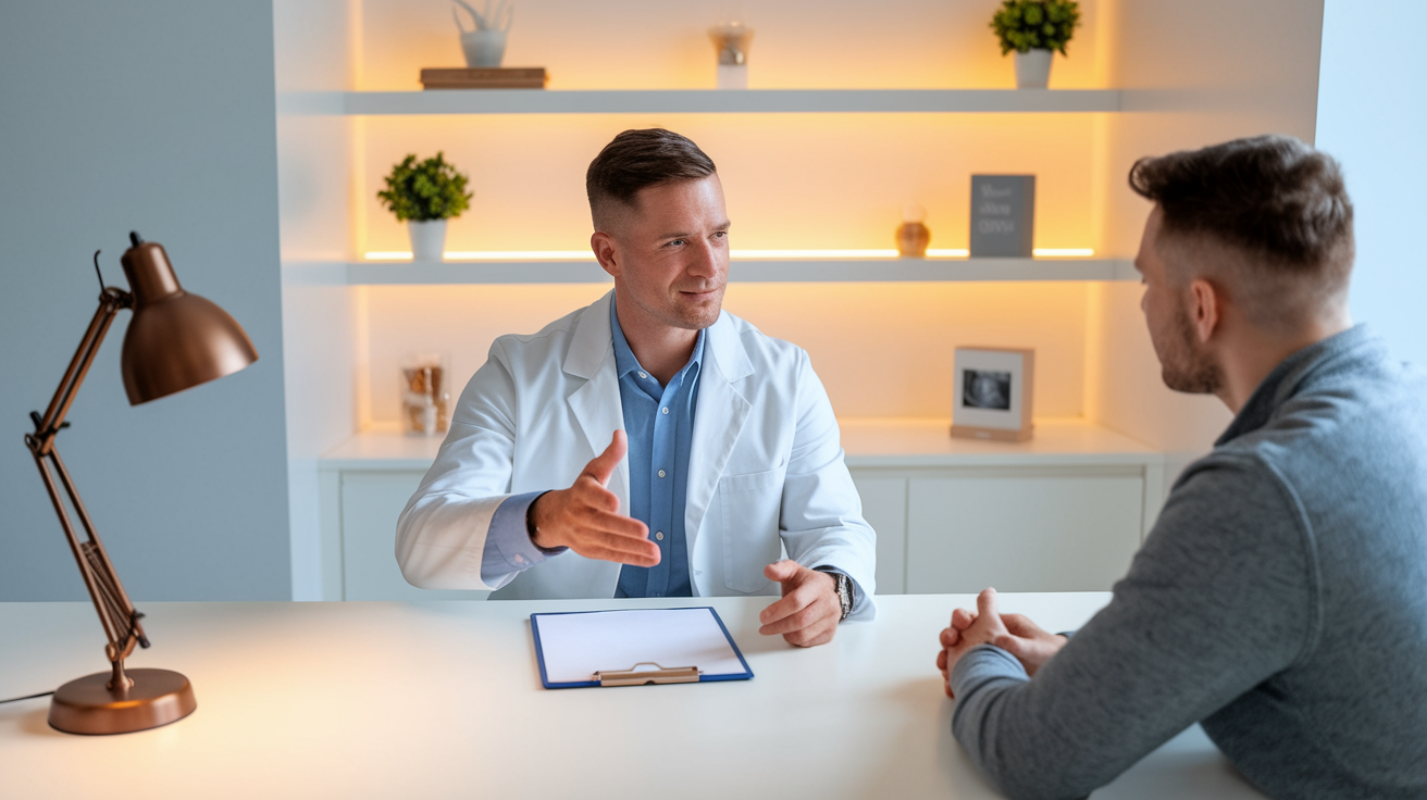 male provider explaining treatment to patient