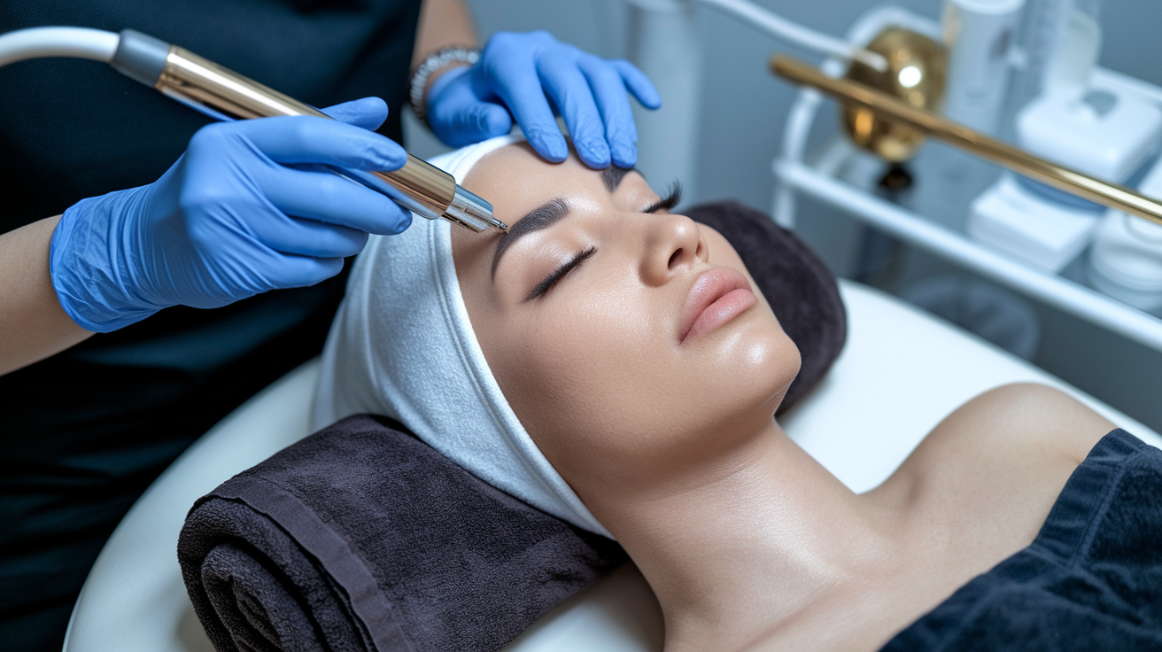 microneedling facial closeup treatment