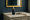 Luxurious serum bottle with gold accents and a mirror on a marble vanity