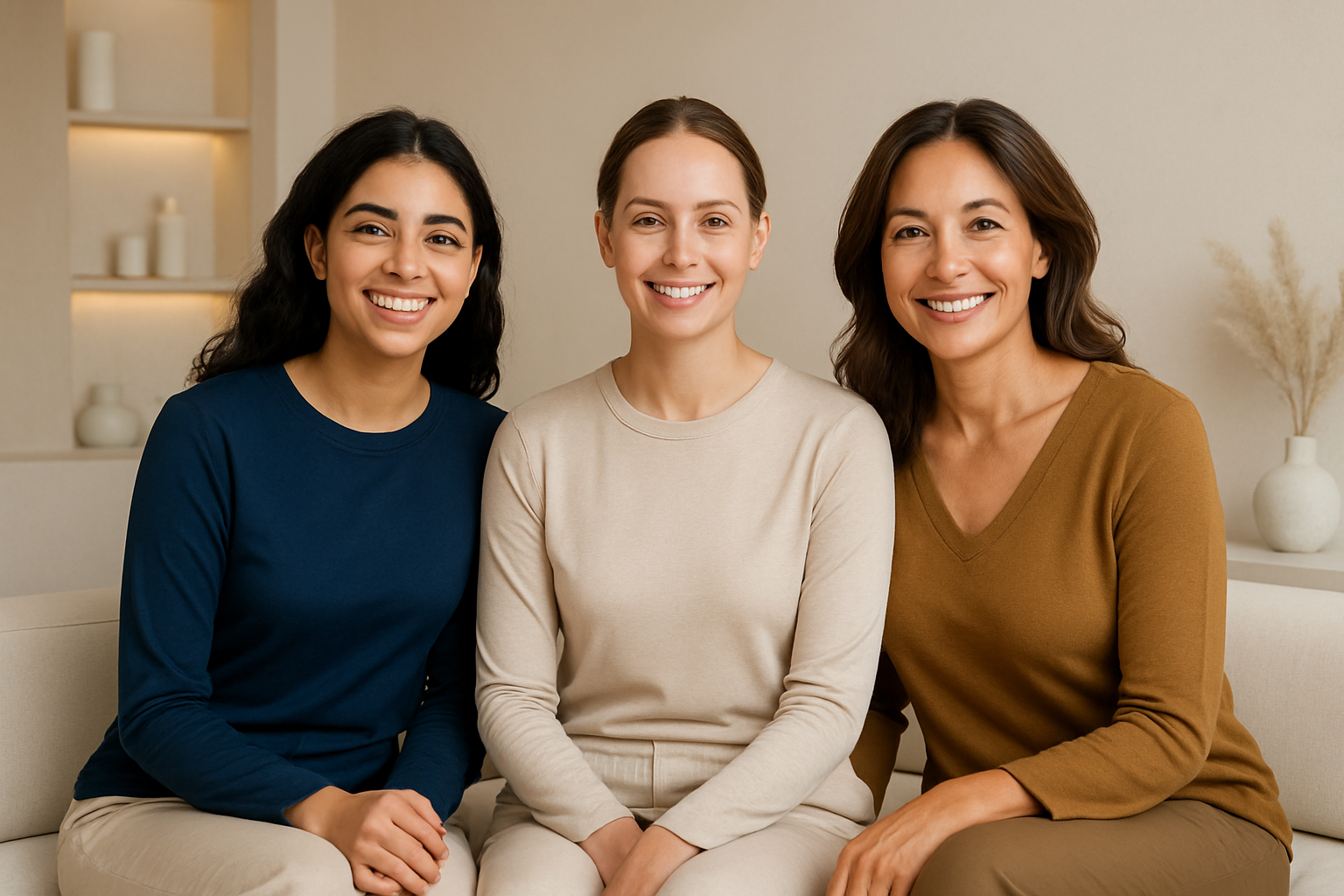 2025 10 advancedlifeclinic.com img happy clients group v1  advanced life clinic - three women smiling together after skincare treatments at advanced life clinic.