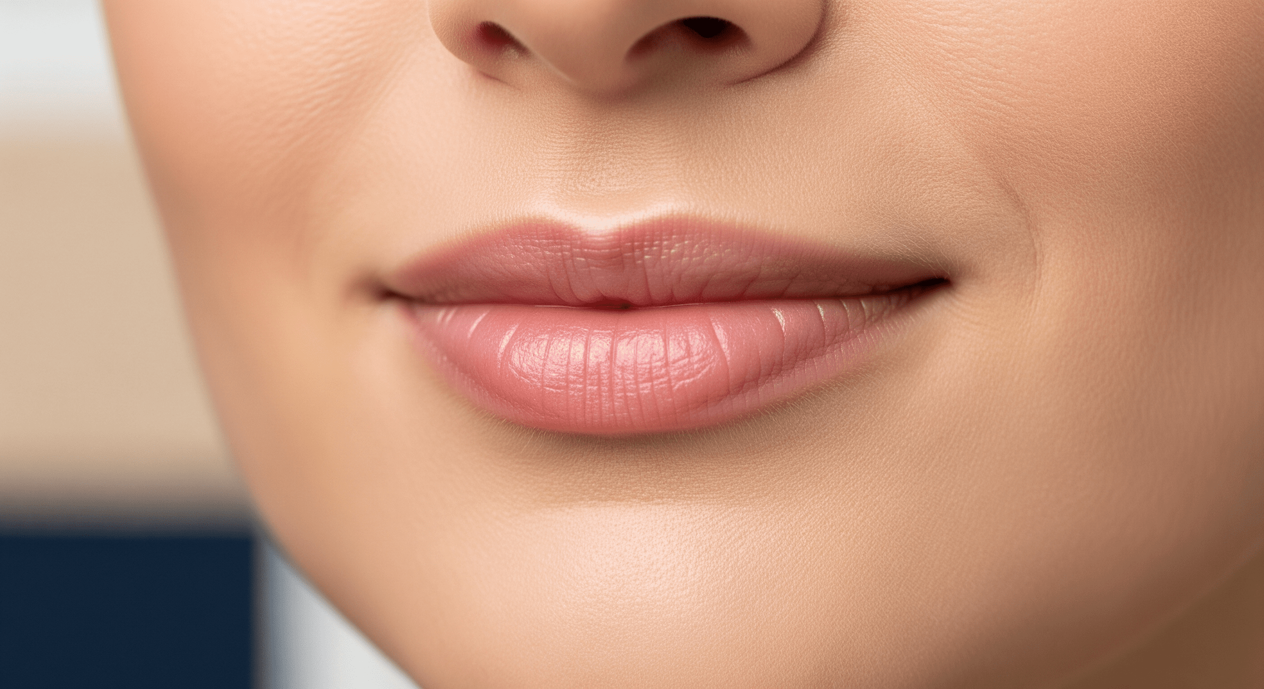 close-up of smooth, natural-looking lips after filler treatment.