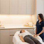 Patient resting in modern medical aesthetic treatment room
