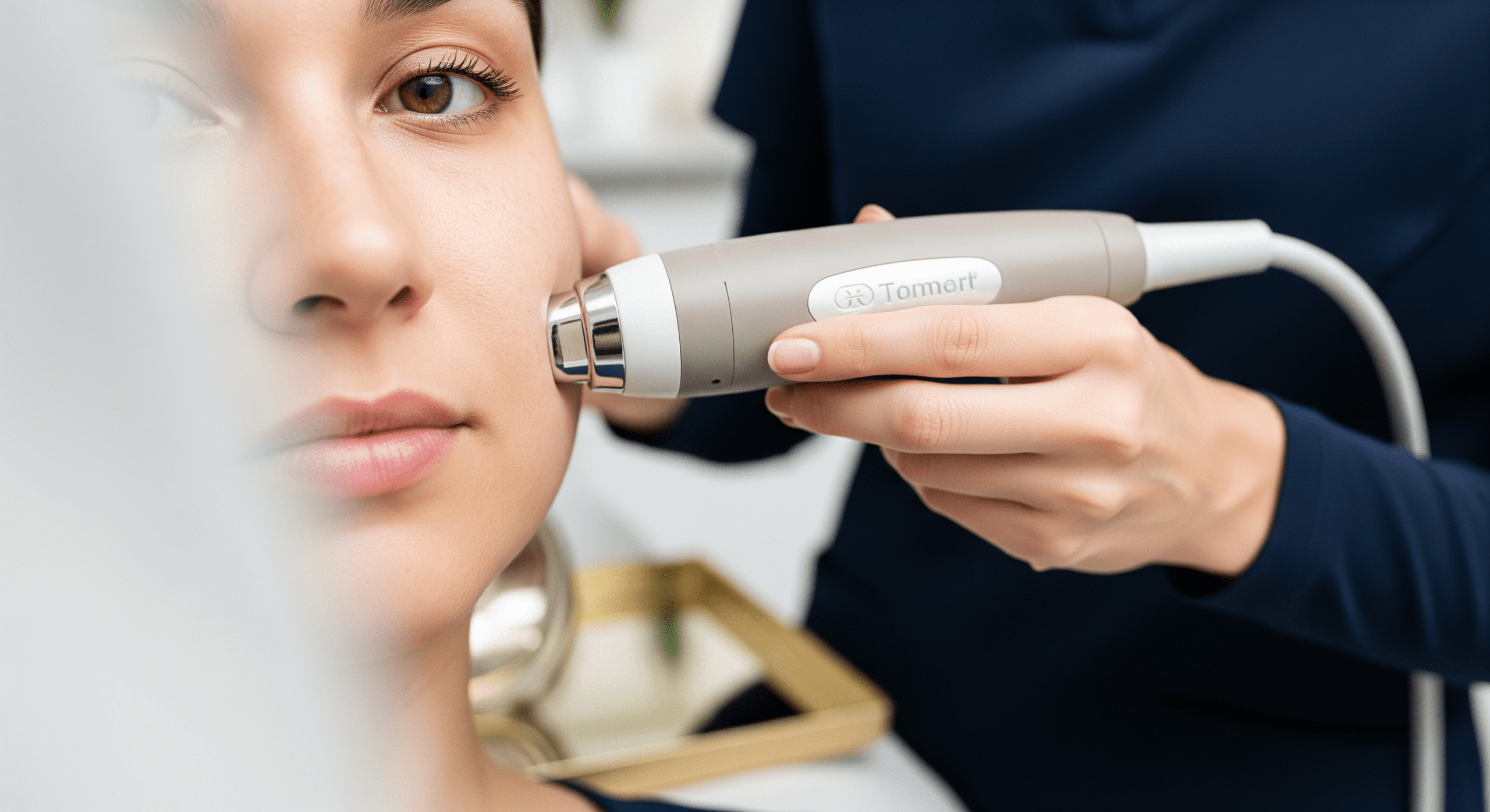 aesthetic provider performing microneedling facial treatment for skin texture improvement