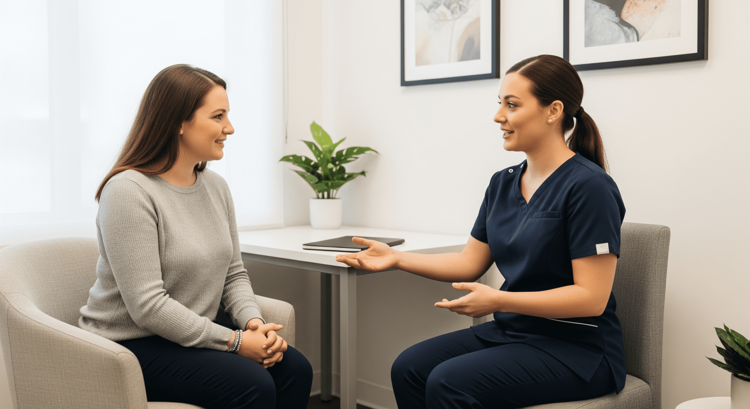 provider discussing skin texture concerns and treatment options with patient