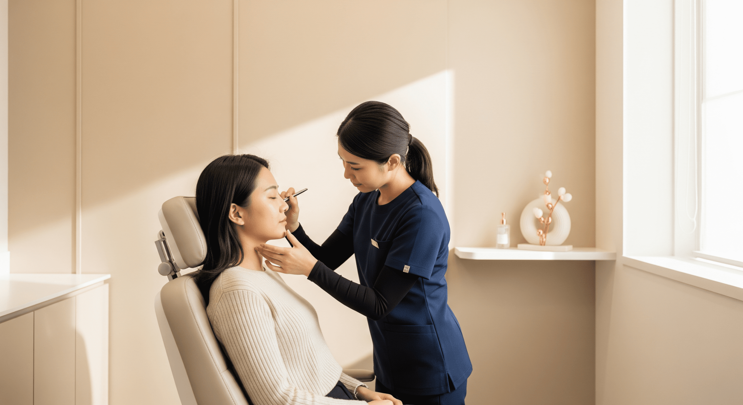 aesthetic provider marking facial areas before injectable treatment