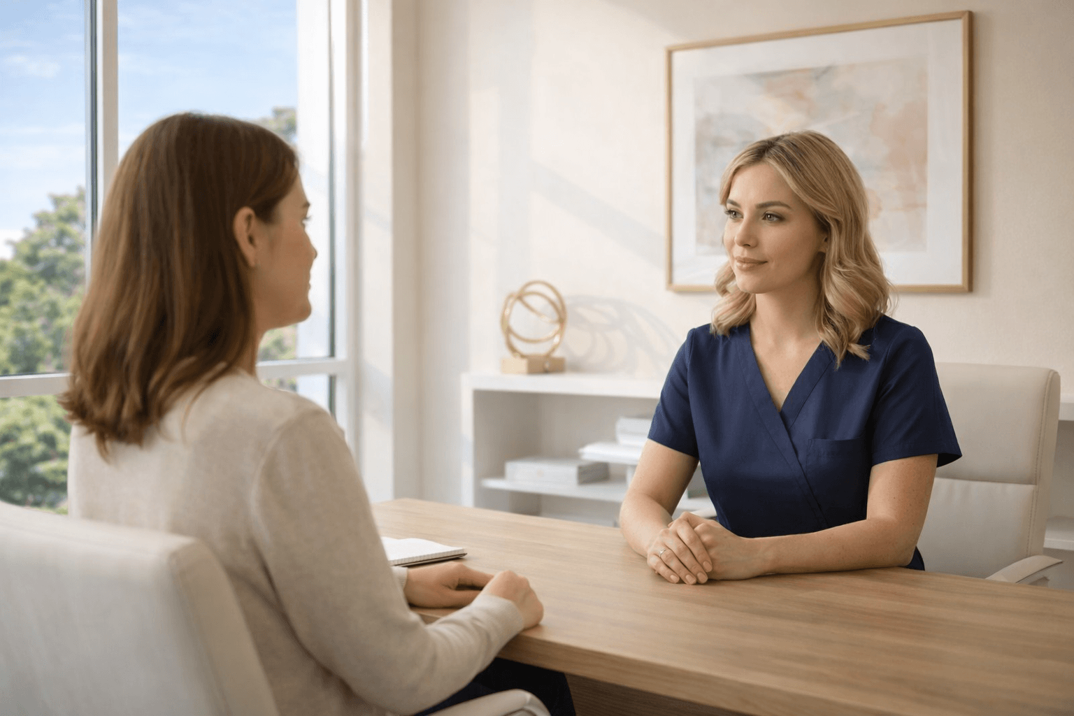 patient meeting with aesthetic provider during clinic consultation