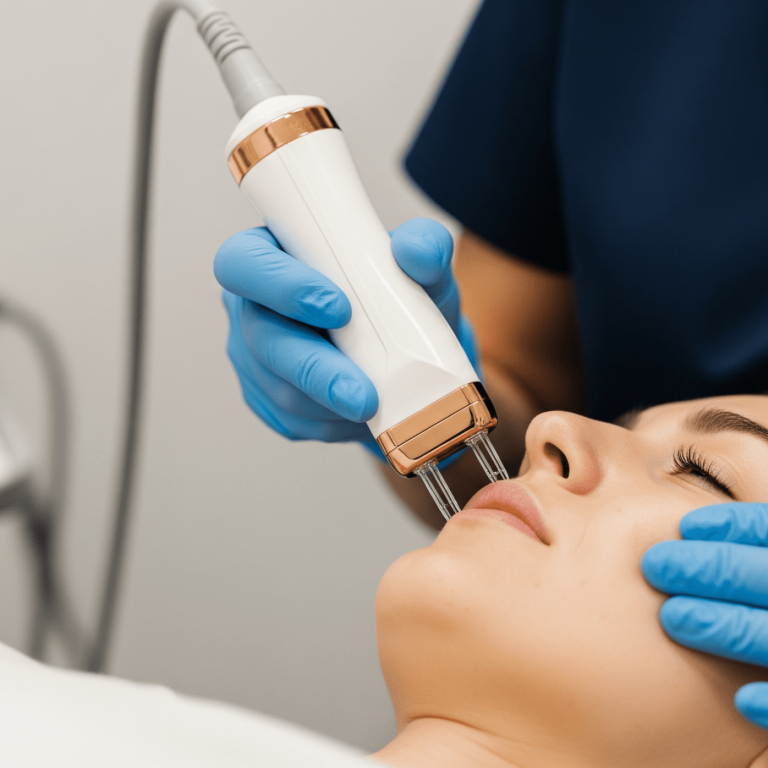 Microneedling treatment performed by a trained provider using a professional medical device