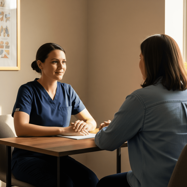 Patient and aesthetic provider seated at a table during consultation