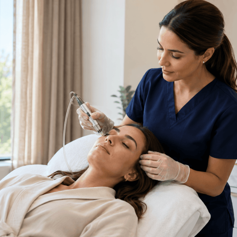 PDGF treatment supporting skin renewal during a professional facial procedure
