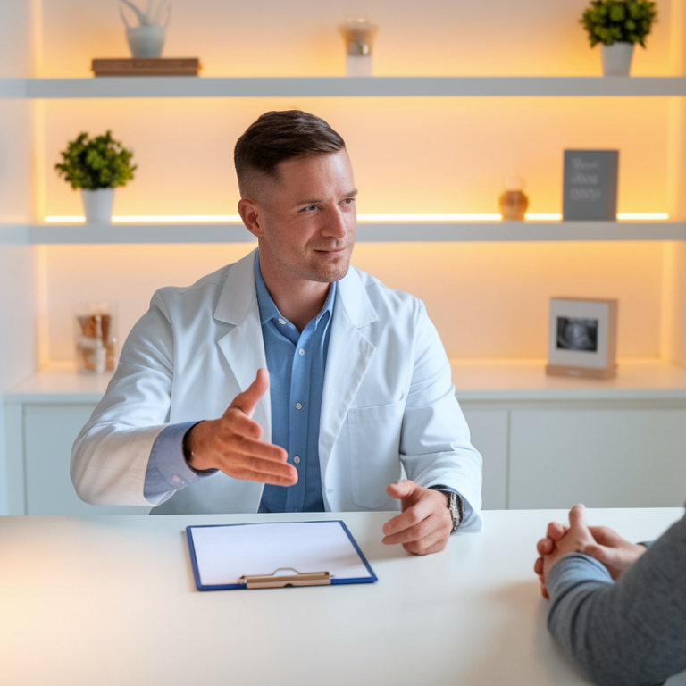 male provider explaining treatment to patient